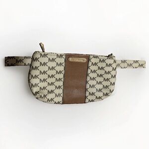 Michael Kors Beige and Brown Logo Belt Bag